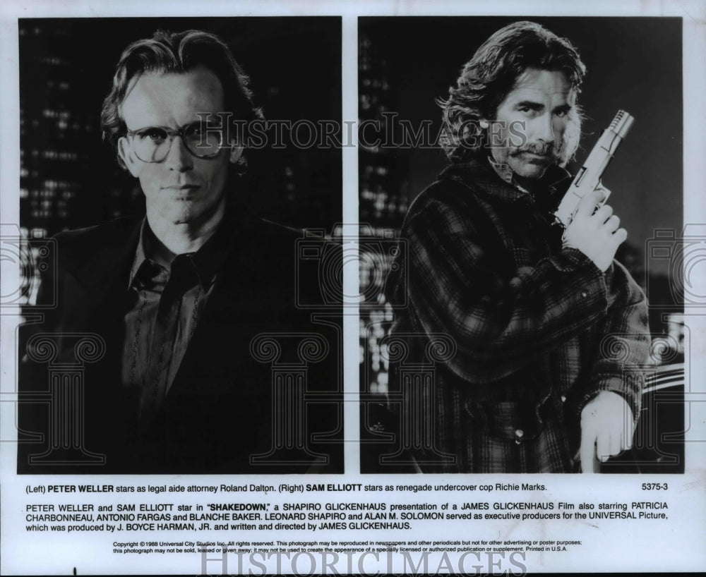 1968 Press Photo Peter Weller & Sam Elliot in Shakedown - cvb16762 - Historic Images