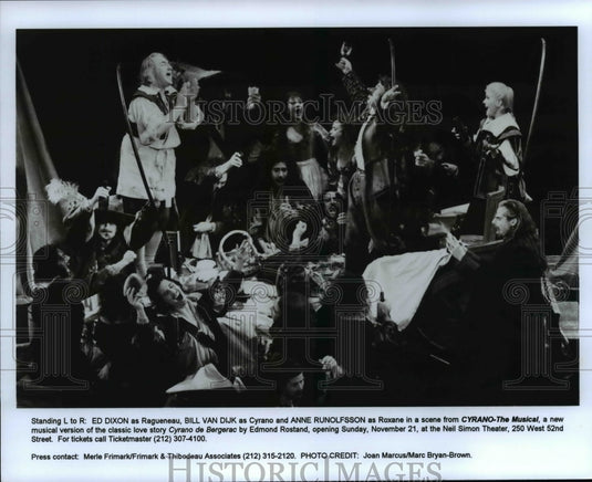 1994 Press Photo Ed Dixon, Bill van Dijk & Anne Runolfsson in Cyrano The Musical - Historic Images