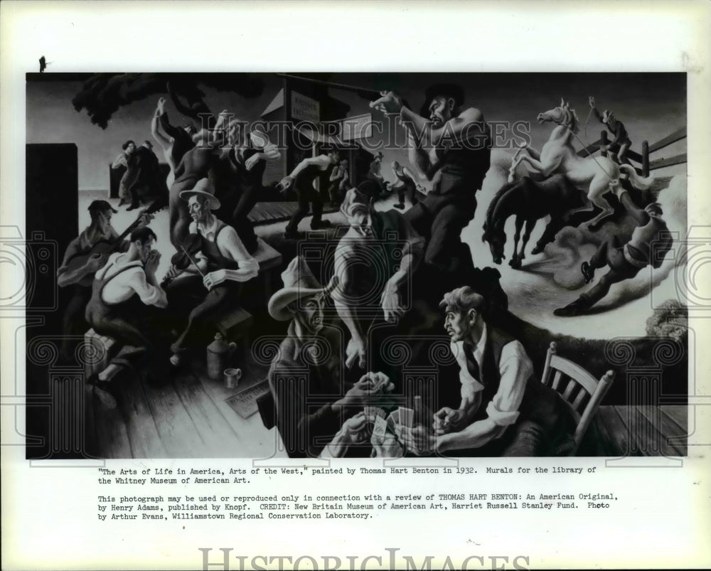 1989 Press Photo Thomas Hart Benton&#39;s 1932 painting, The Arts of Life in America - Historic Images