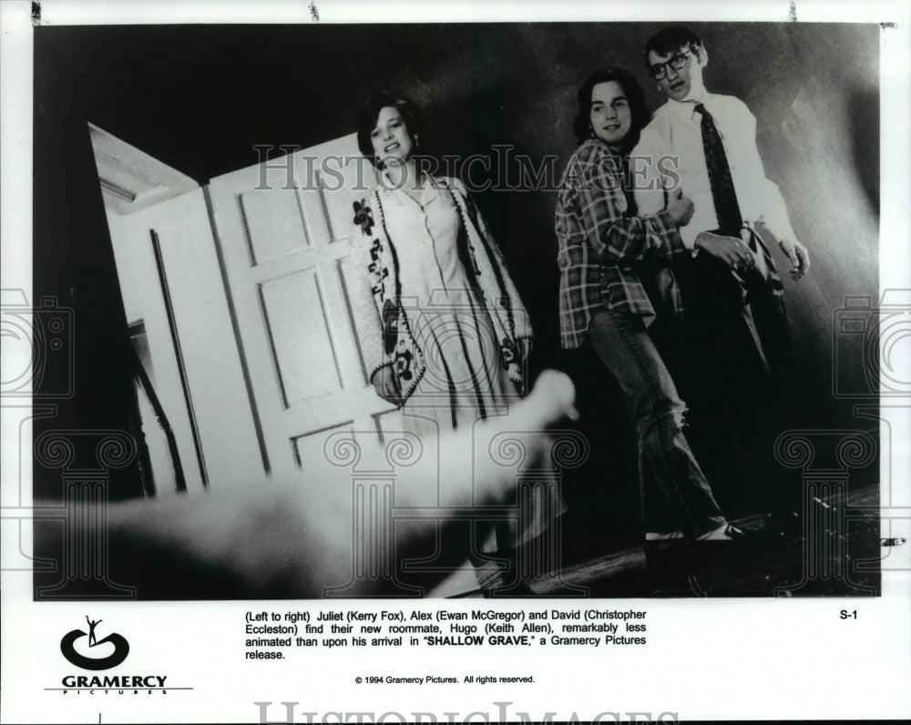 1995 Press Photo Kerry Fox, Ewan McGregor, Christopher Eccleston-Shallow Graves - Historic Images