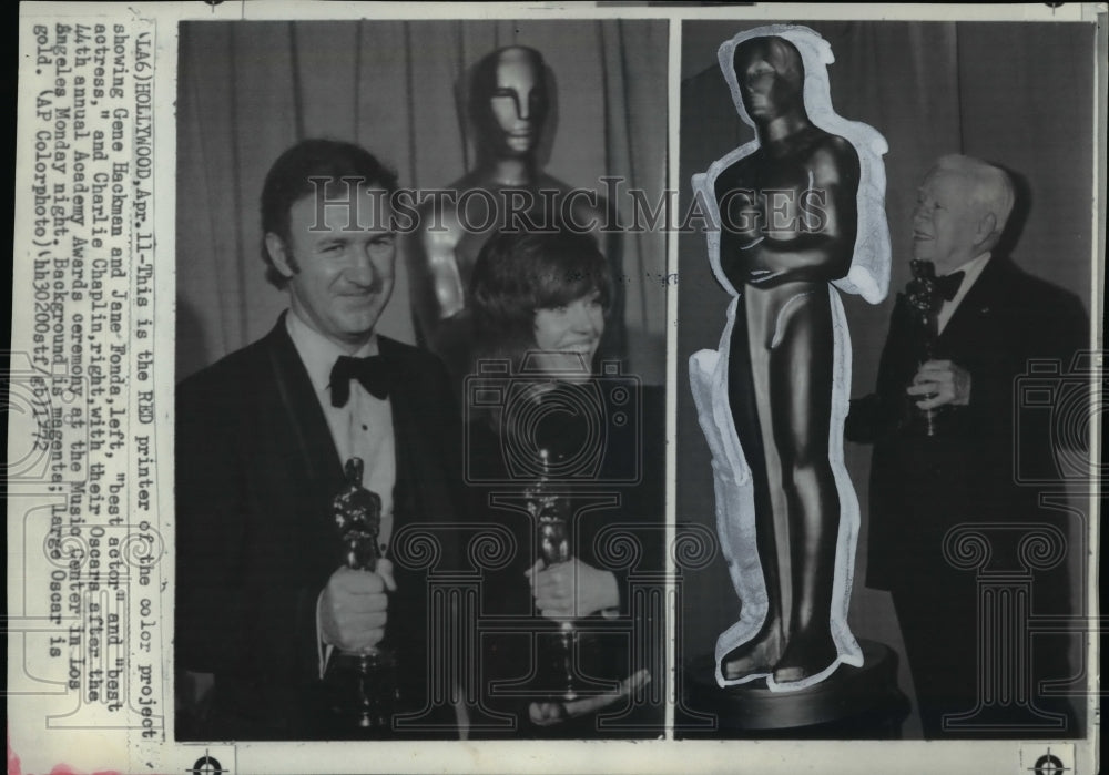 1972 Gene Hackman & Jane Fonda wins best actor & best actress-Historic Images