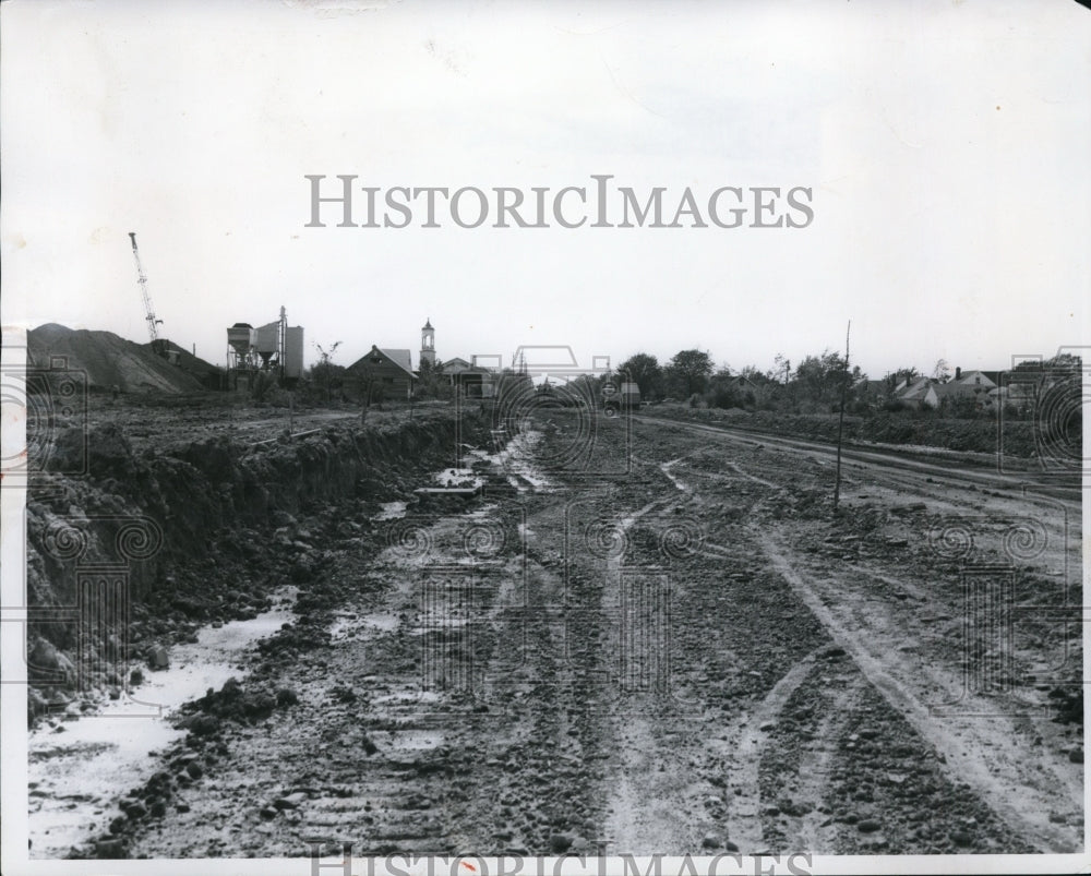 1957 Looking west toward State Rd. on the new Snow Road extention.-Historic Images