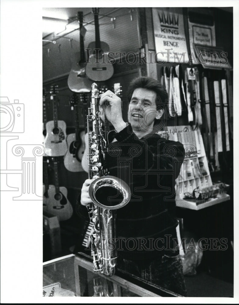 1989 Press Photo John Klayman is known as the sax man - cvb17487 - Historic Images