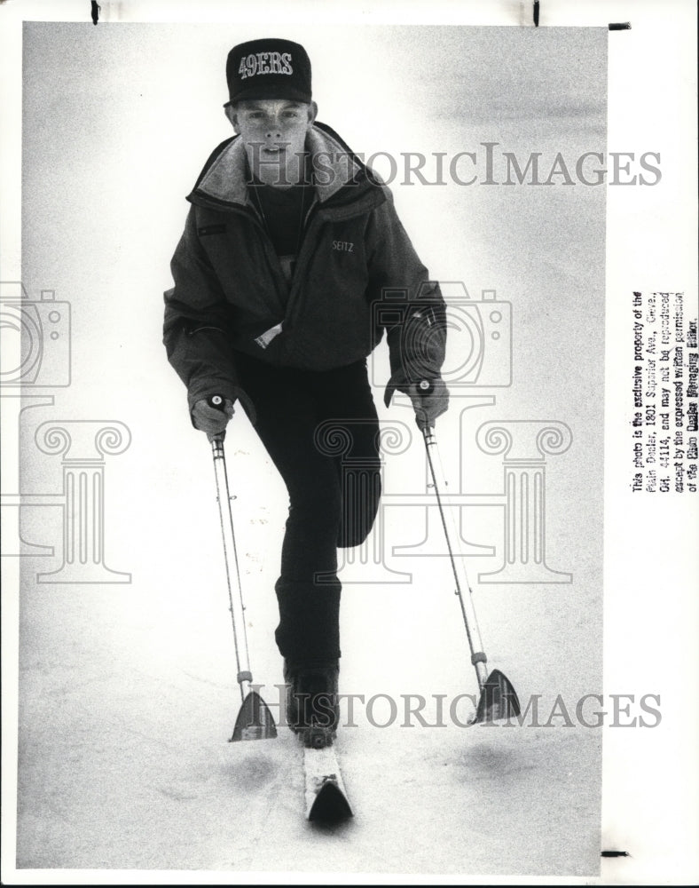 1989 Press Photo Todd Seitz, 13yr old who skis on his single leg - cvb17504 - Historic Images