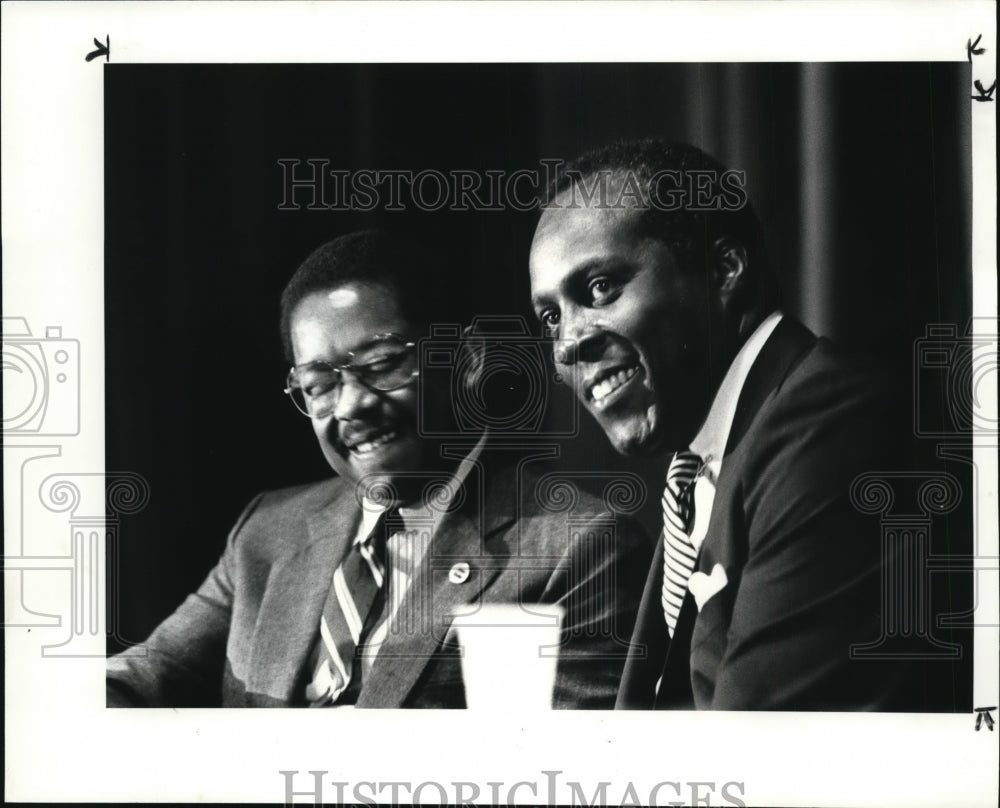 1984, Vernon E Jordan Jr, of the Urban League &amp; Pres Jacobs - Historic Images