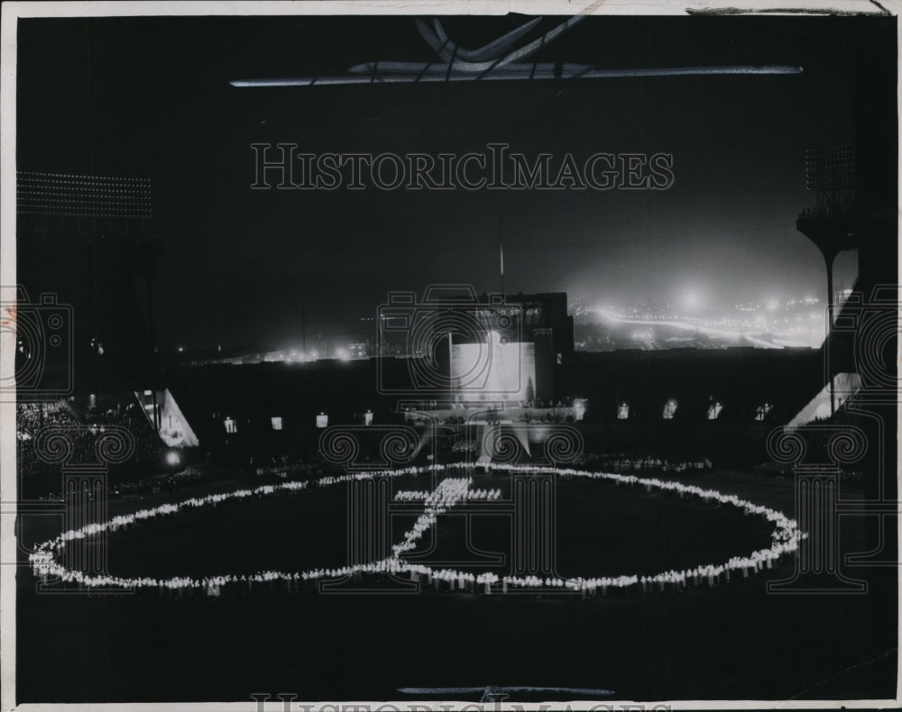 1950 Press Photo Hour Lady of Faith Stadium- Holy Hour ceremonies - cvb17837 - Historic Images