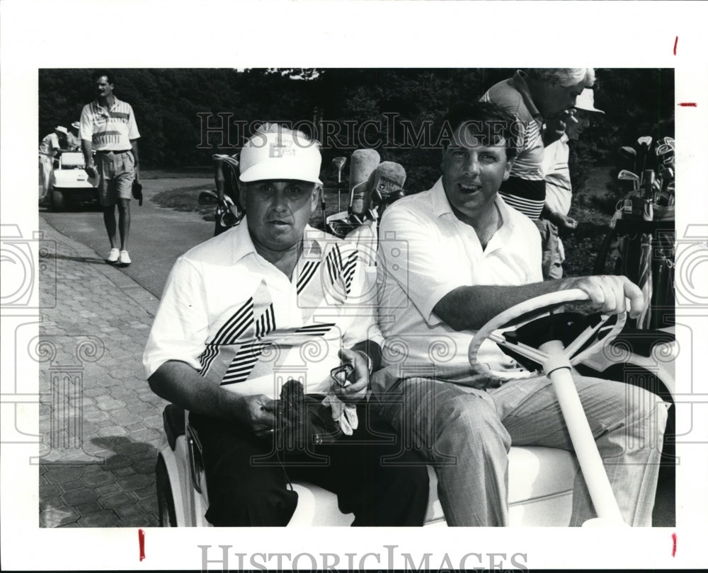 1991 Press Photo Bob Mesel of B.P. America and Bob Fairchild of Fairchild Chevy - Historic Images