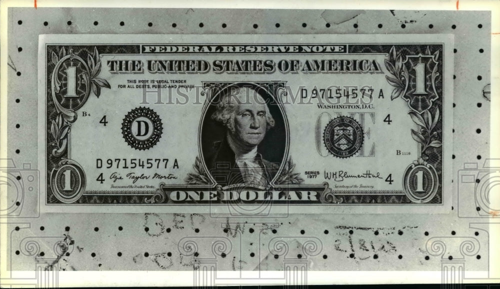 1979 Press Photo Money-American One Dollar Bill - cvb19214 - Historic Images