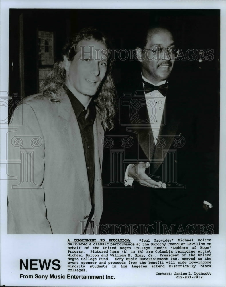 1993 Press Photo Recording artist Michael Bolton and William H Gray Jr - Historic Images