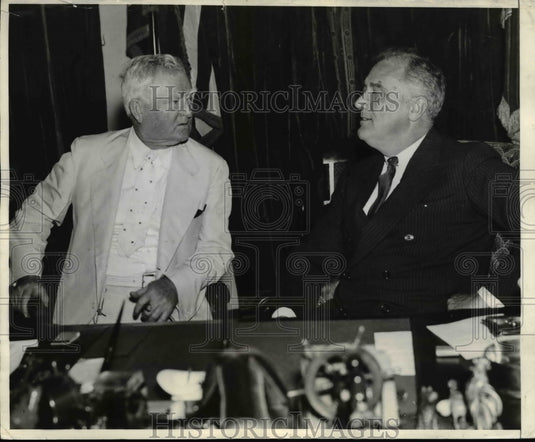 1936, Vice Pres Garner and President Roosevelt speak together - Historic Images
