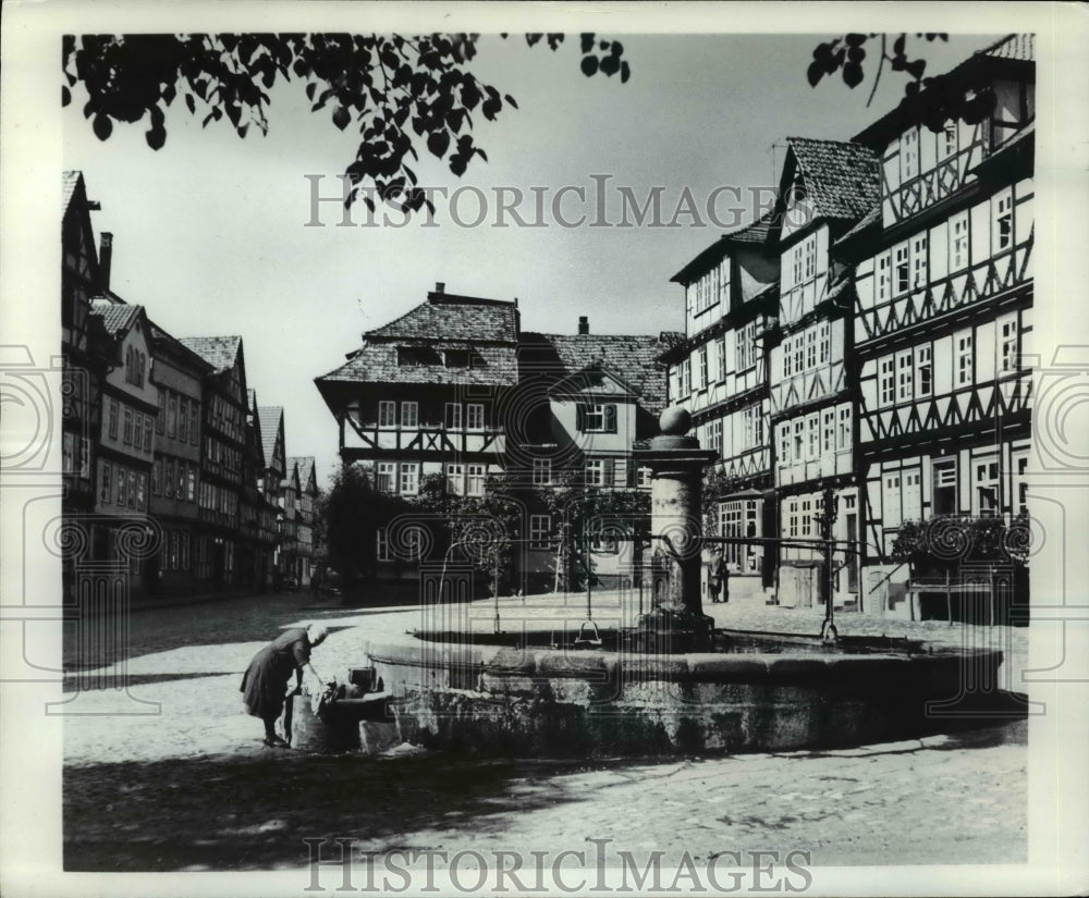1964, Main square of a little burg in North Hesse, West Germany - Historic Images