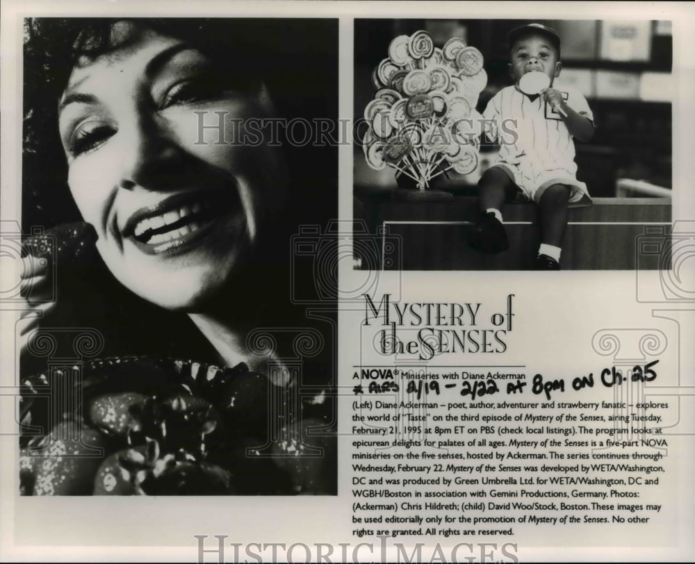 1995 Press Photo Diane Ackerman, host Mystery of the Senses - cvb20058 - Historic Images