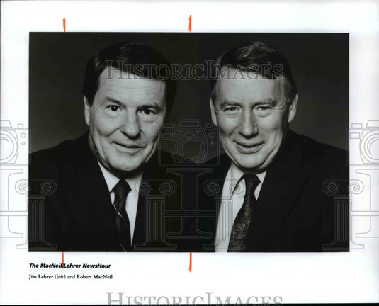Press Photo Jim Lehrer & Robert MacNeil- The MacNeil/Lehrer NewsHour - Historic Images