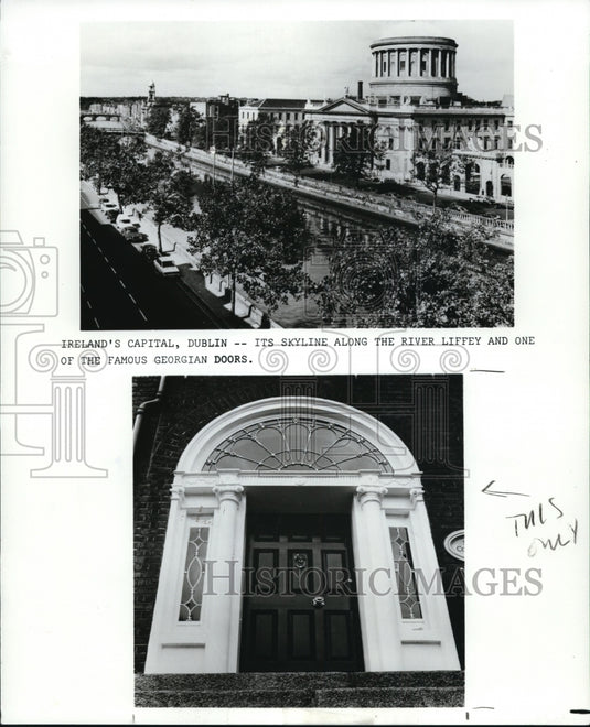 1998 Press Photo Ireland's Capital, Dublin, its skyline along the River Leffey - Historic Images