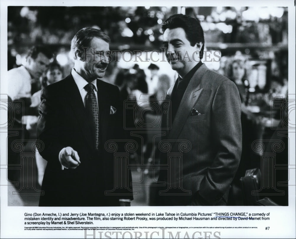 1989 Press Photo Don Ameche, & Joe Mantegna in Things Change - cvb20533 - Historic Images