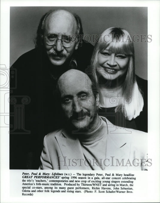 1996 Press Photo The legendary Peter, Paul & Mary headline Great Performances - Historic Images