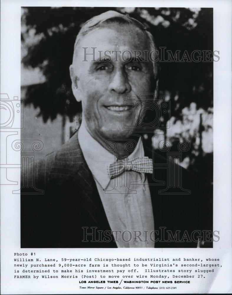 1977 Press Photo William N Lane, 59yr old Chicago-based industrialist & banker - Historic Images