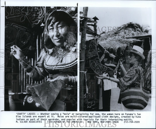1994 Press PhotoWhether sewing a "mola" or bargaining for one at San Blas Island - Historic Images