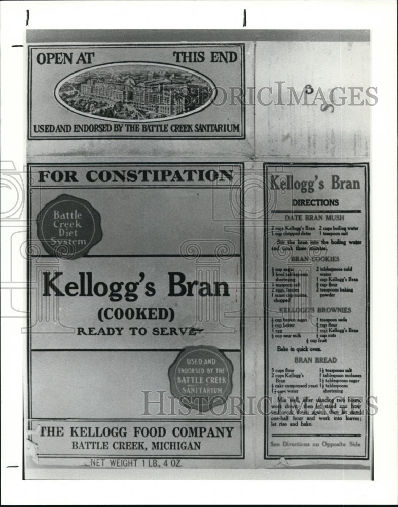 1990, Advertising Kellogg&#39;s Bran Box from early 1900&#39;s - cvb21534 - Historic Images