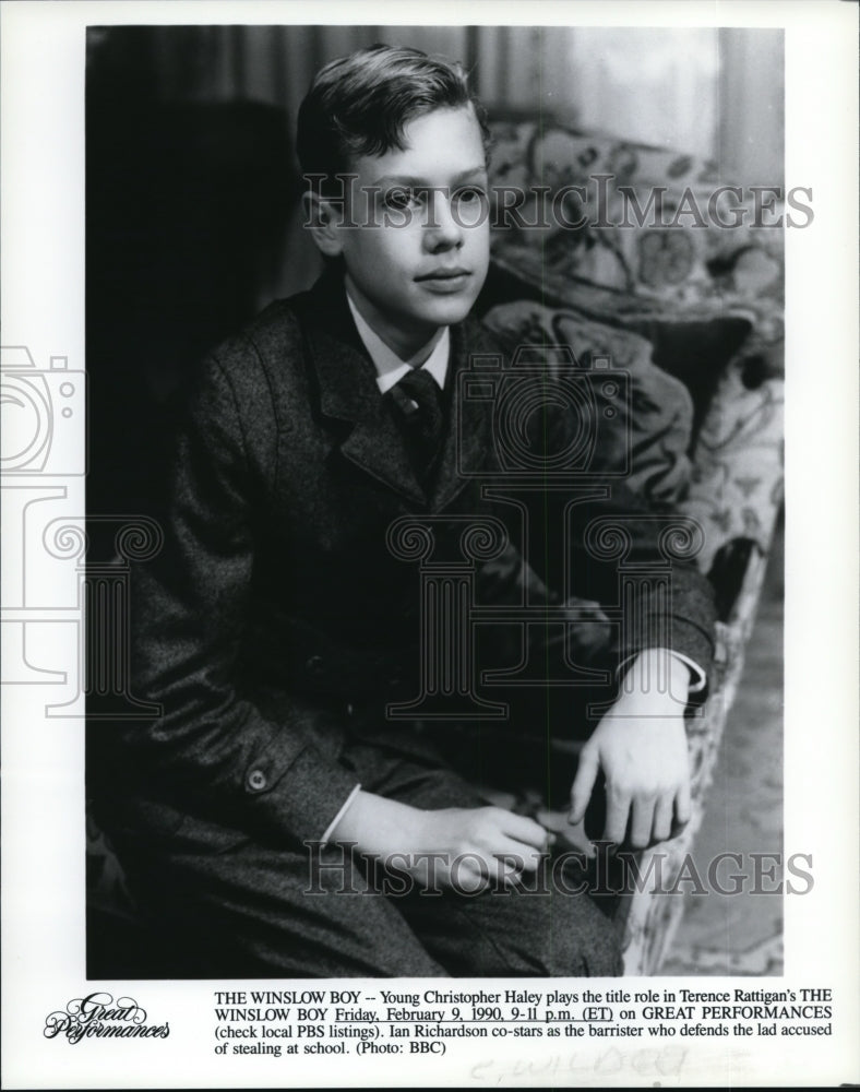 1990 Press Photo Christopher Haley in Terence Rattigan's "The Winslow Boy." - Historic Images