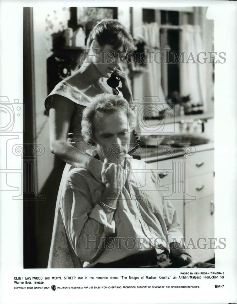 1995 Press Photo Meryl Streep &amp; Clint Eastwood &quot;The Bridges of Madison County&quot; - Historic Images