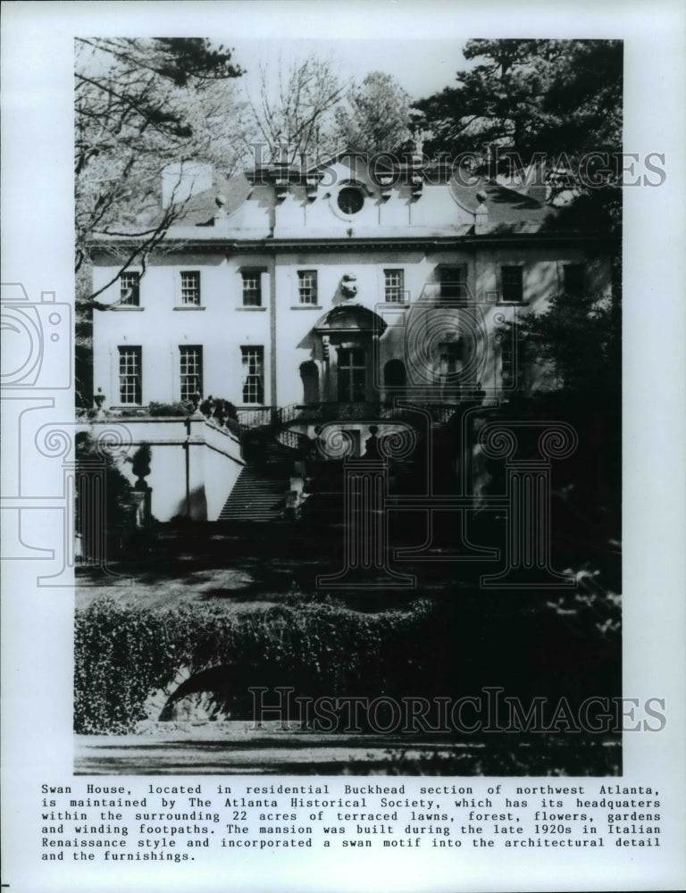1986 Press Photo Swan House in NW Atlanta maintained by Historical Society - Historic Images