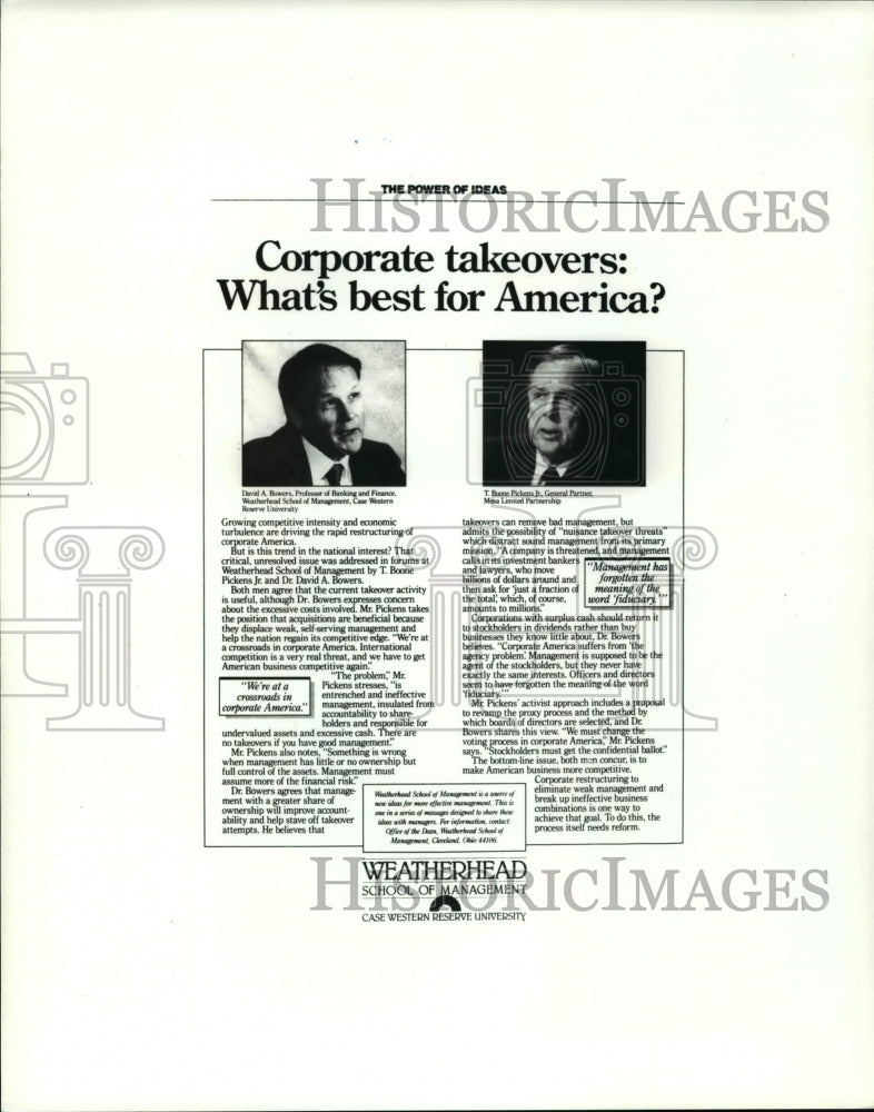 1988, David Bowers and T. Boone Pickens on &quot;What&#39;s Best For America?&quot; - Historic Images