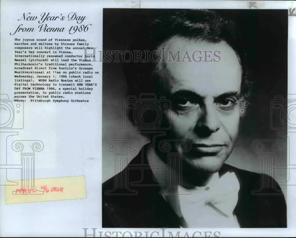 1986 Press Photo conductor Lorin Maazel will lead the Vienna Philharmonic - Historic Images