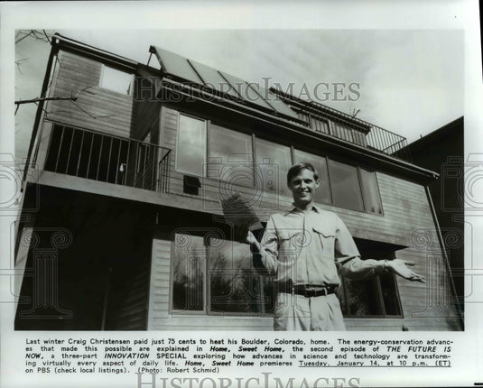 Press Photo Home Sweet Home explains how Craig Christensens heat cost pennies - Historic Images