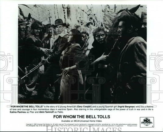 1995 Press Photo 'FOR WHOM THE BELL TOLLS", Gary Cooper and Ingrid Bergman. - Historic Images