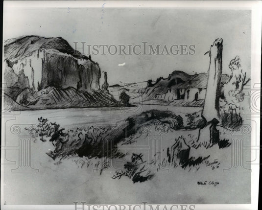1971 Sketch White Cliffs by Thomas Hart Benson-Historic Images