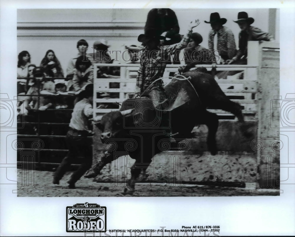 Press Photo Scene from the Longhorn World Championship Rodeo - cvb22795- Historic Images