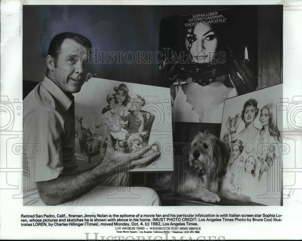 1982 Press Photo Jimmy Nolan-Sophia Loren fan - cvb22878 - Historic Images