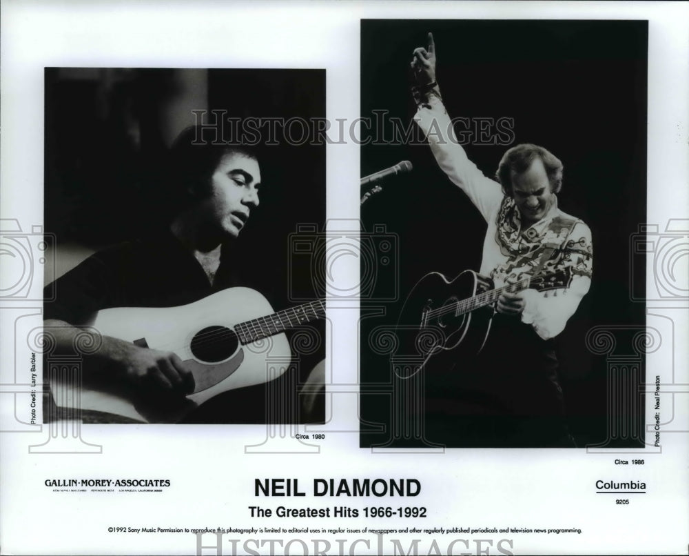 1992 Press Photo Neil Diamond, The Greatest Hits 1966-1992 - cvb23085 - Historic Images