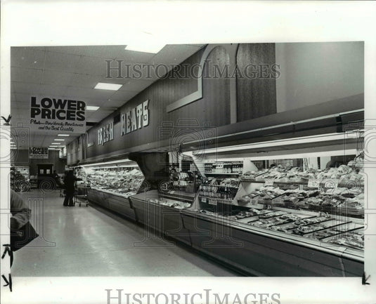 1986 Press Photo Bi Rite Supermarket Meat Department - cvb23133 - Historic Images