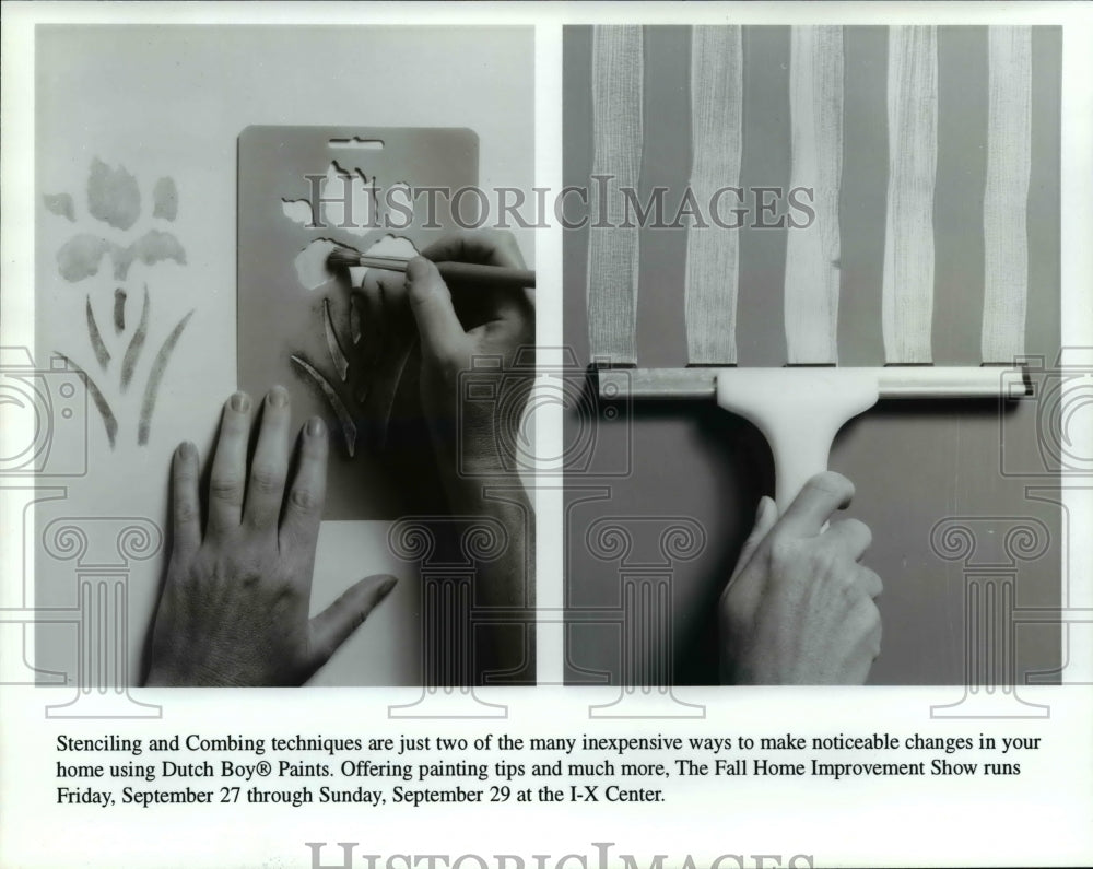1996 Press Photo Stenciling, combing techniques-The Fall Home Improvement Show - Historic Images