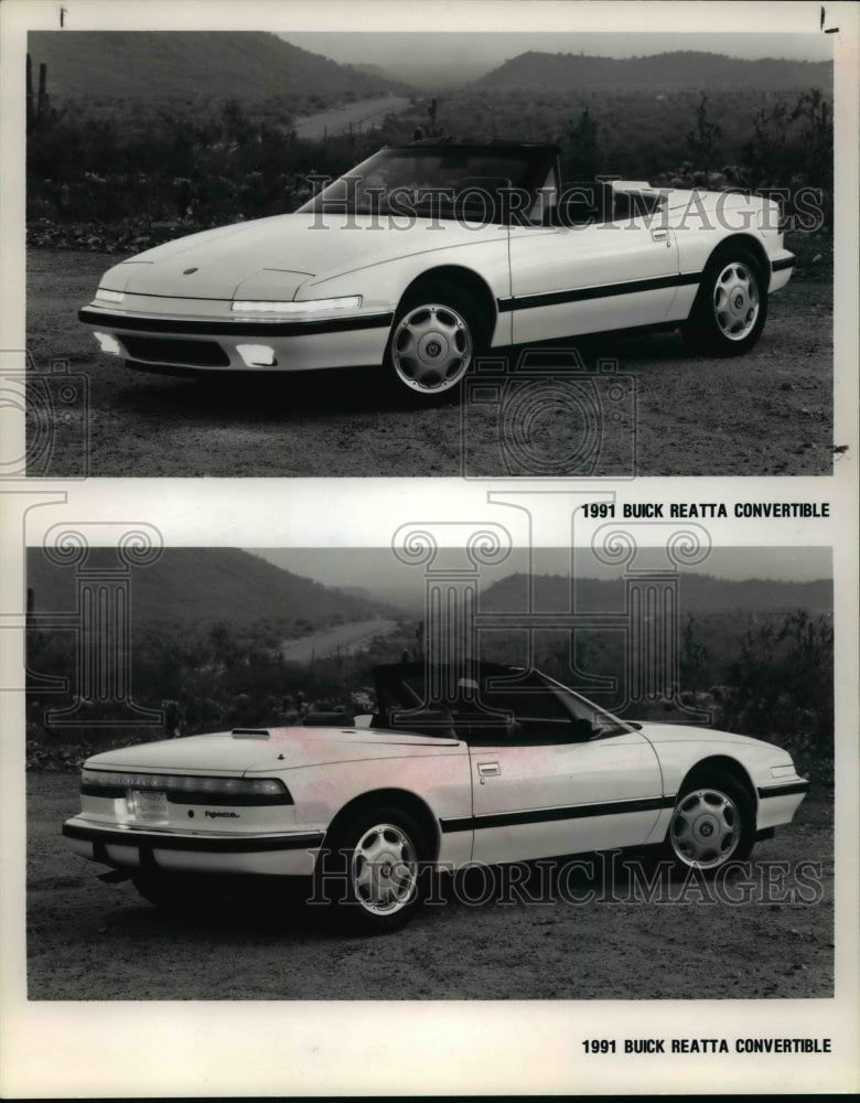 1991 Press Photo Two photos of 1991 Buick Reatta Convertible - cvb23722 - Historic Images