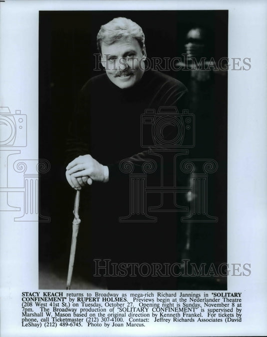 1992 Press Photo Stacy Keach returns to Broadway in "Solitary Confinement" - Historic Images