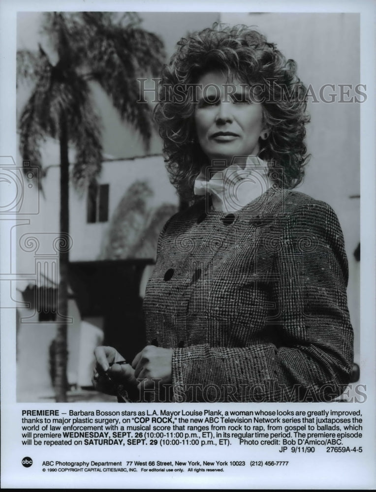 1992 Press Photo: Barbara Bosson stars as L.A. Mayor Louise Plank in "Cop Rock" - Historic Images