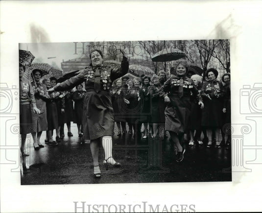 1987, Russian members of "Fighting Friends" perform Russian dance - Historic Images