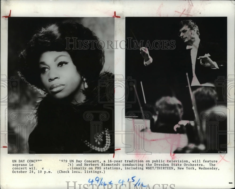 1982 Press Photo UN Day concert- Leontyne Price and Herbert Blomstedt - Historic Images