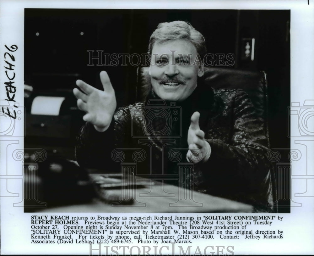 1992 Press Photo Stacy Keach Actor Plays In Solitary Confinement - cvb24439 - Historic Images