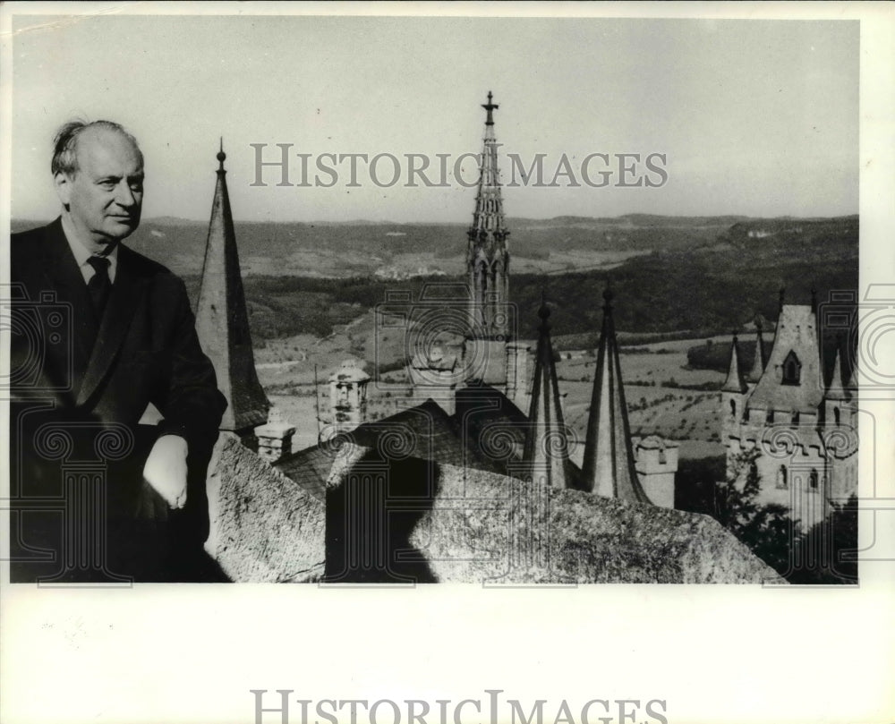 1987, Louis Ferdinand views Hechingen from his Hohenzollern castle. - Historic Images