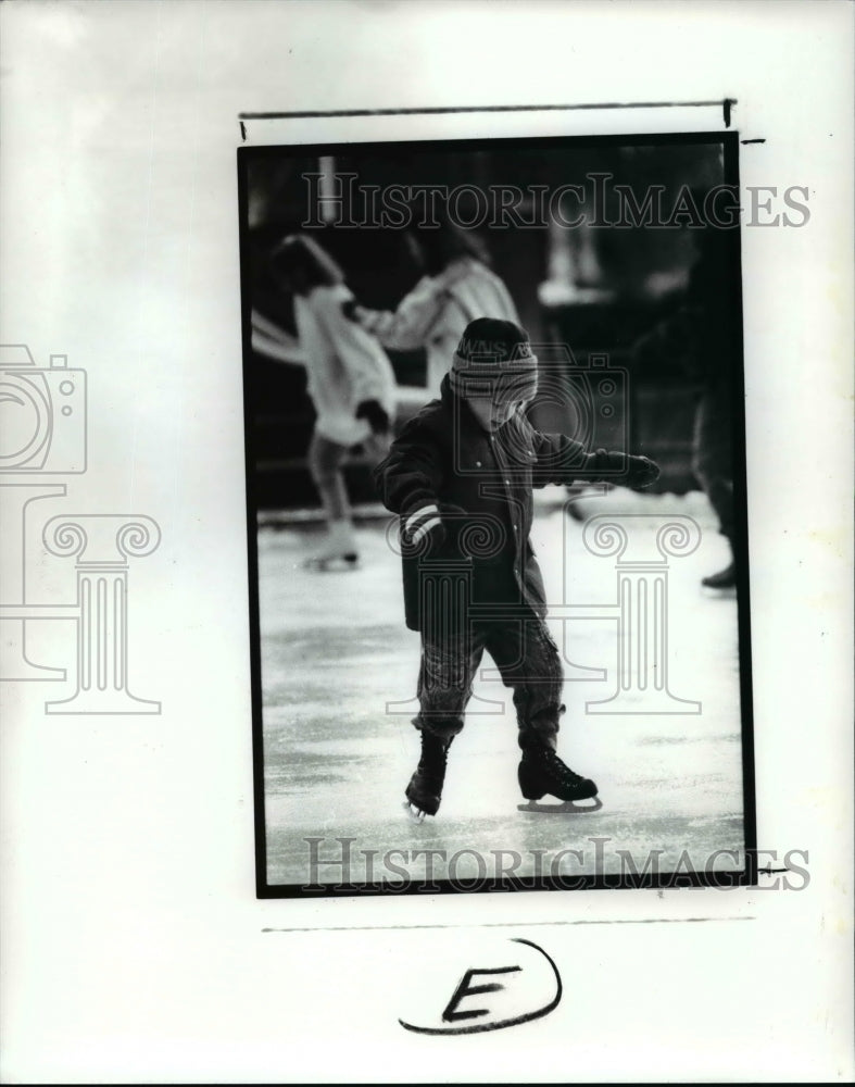 1989 Press Photo Brian Romanini, 7, skated for first time at Public Square - Historic Images