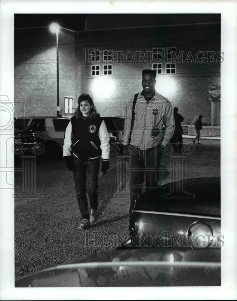 1992, Steve Givens Escorts Kathy McLain To Her Auto After Class - Historic Images