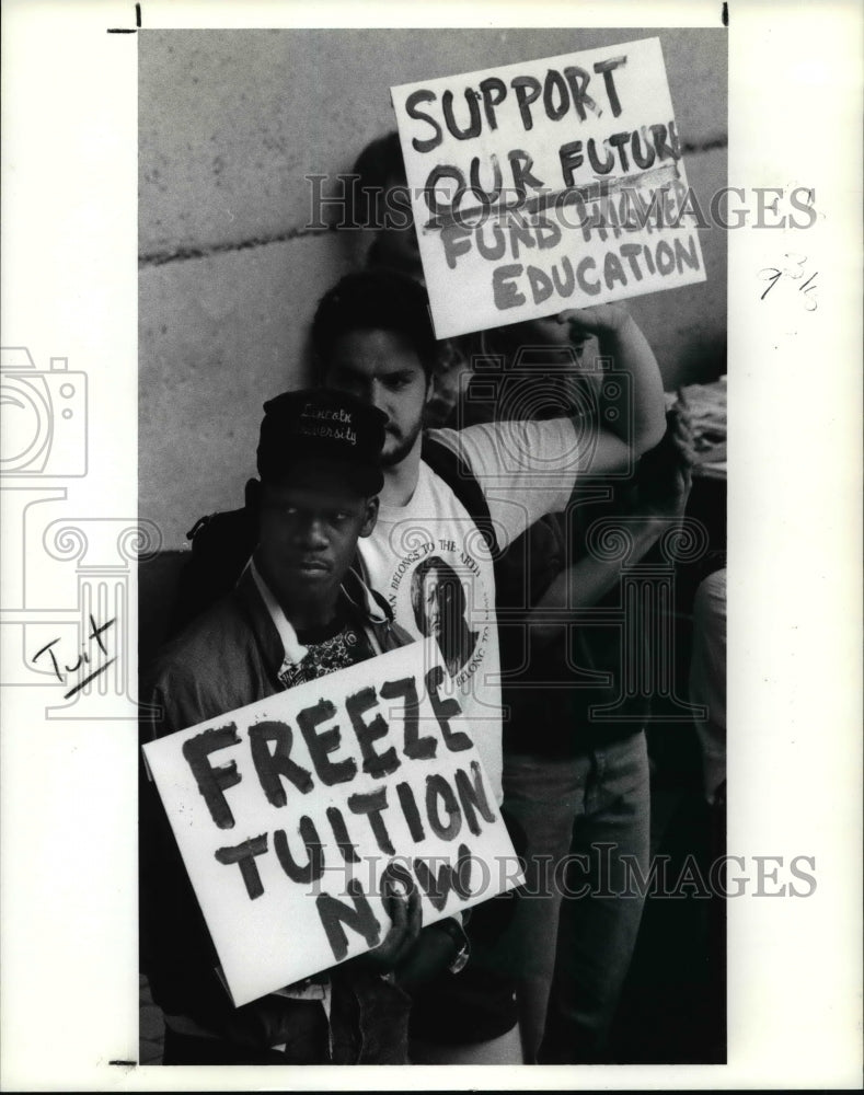 1991, John Walton And Jim Wyatt Protesting Against Tuition Hike - Historic Images