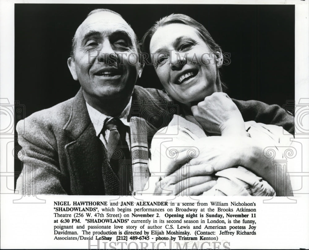 1990 Press Photo Nigel Hawthorne and Jane Alexander in &quot;Shadowlands.&quot; - Historic Images