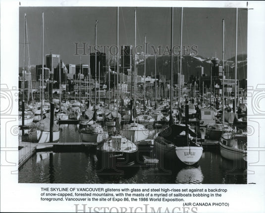 1986 Press Photo The Skyline of Vancouver, site of 1986 World Exposition - Historic Images