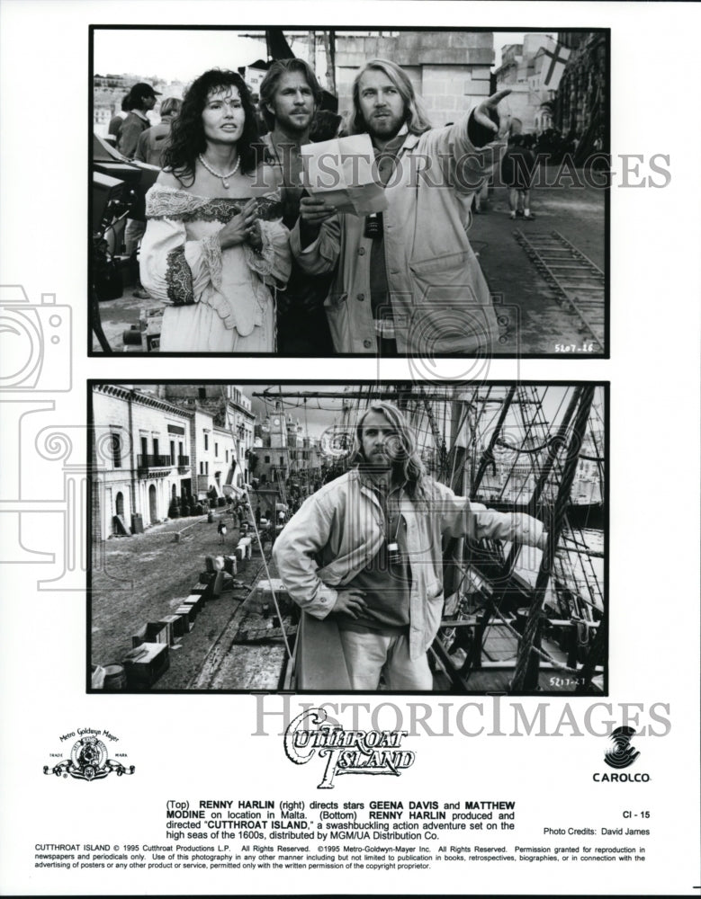 1995 Press Photo The director and stars of MGM&#39;s &quot;Cutthroat Island&quot; in Malta - Historic Images