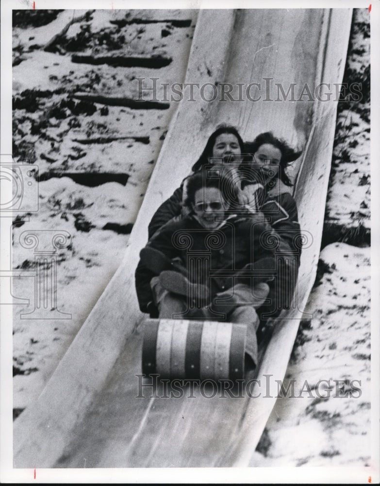 1976 Press Photo Toboggan on Ice Strongsville - cvb26803 - Historic Images